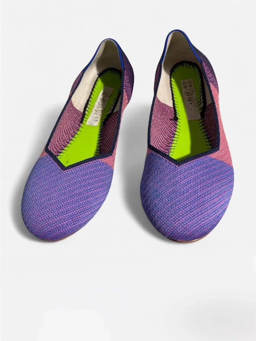 Rothy’s pink & purple metallic round toe flats - Picture 2 of 6